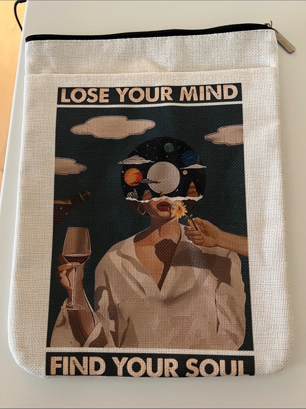 Lose Your Mind Find Your Soul Canvas Pouch - Illustrated Woman